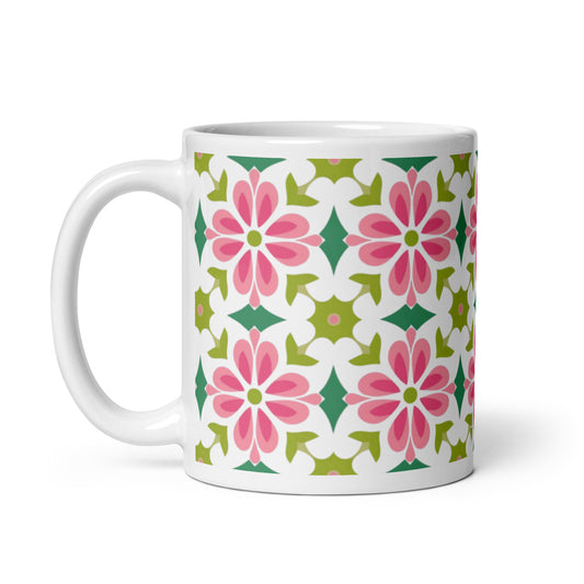 Riviera — Mosaic ceramic coffee mug - 11oz - handle on left