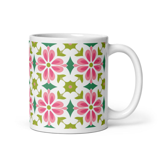 Riviera — Mosaic ceramic coffee mug - 11oz - handle on right