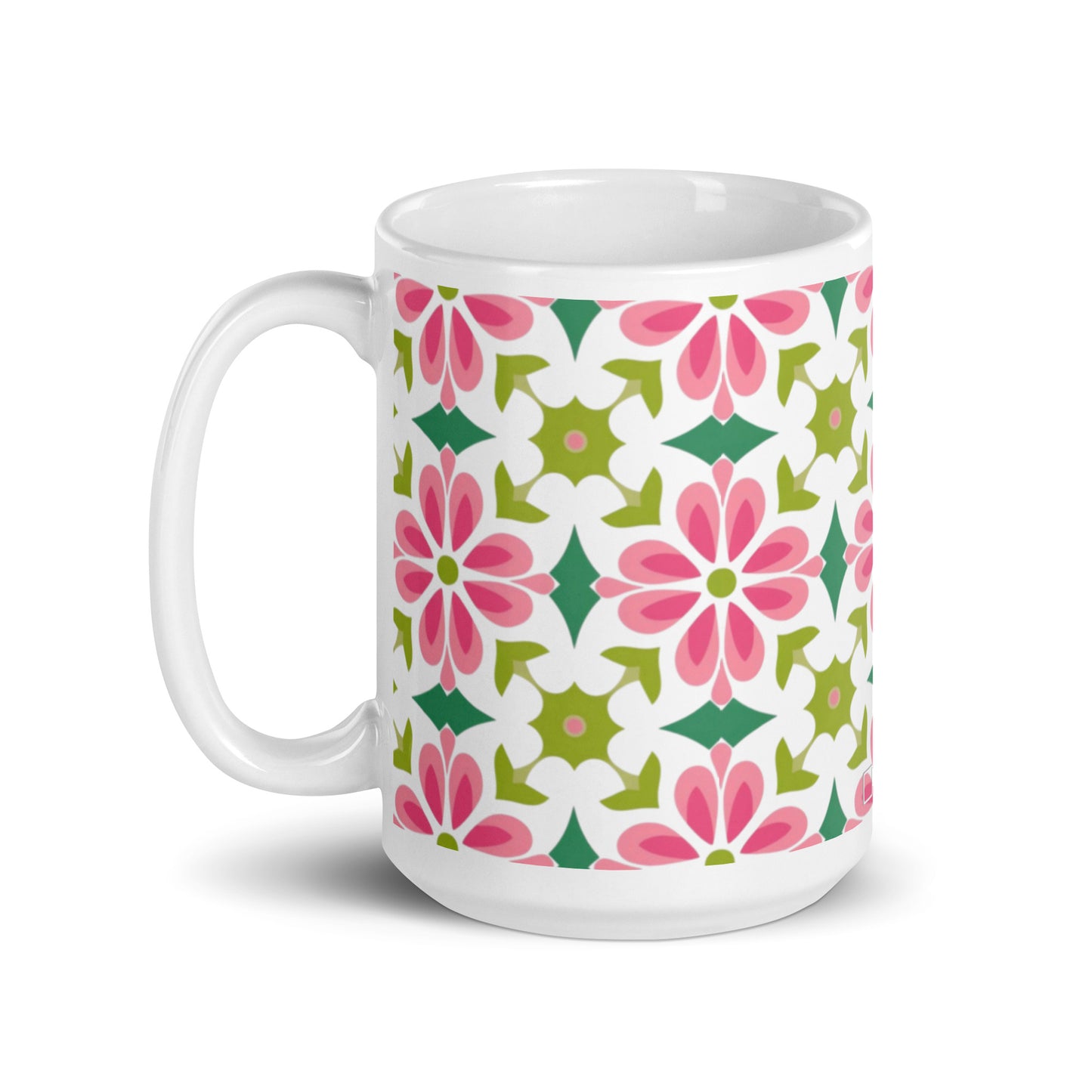 Riviera — Mosaic ceramic coffee mug - 15oz - handle on left