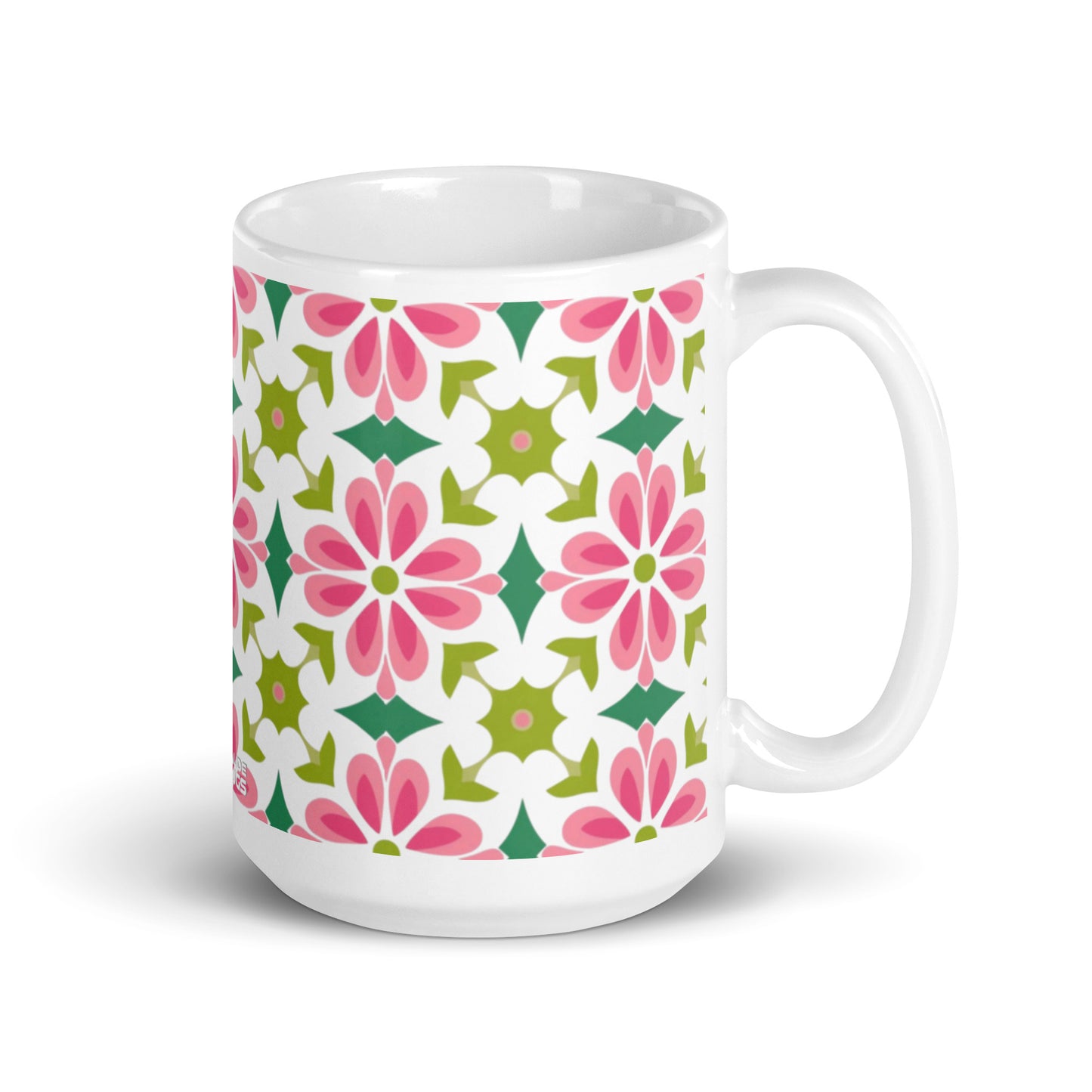 Riviera — Mosaic ceramic coffee mug - 15oz - handle on right