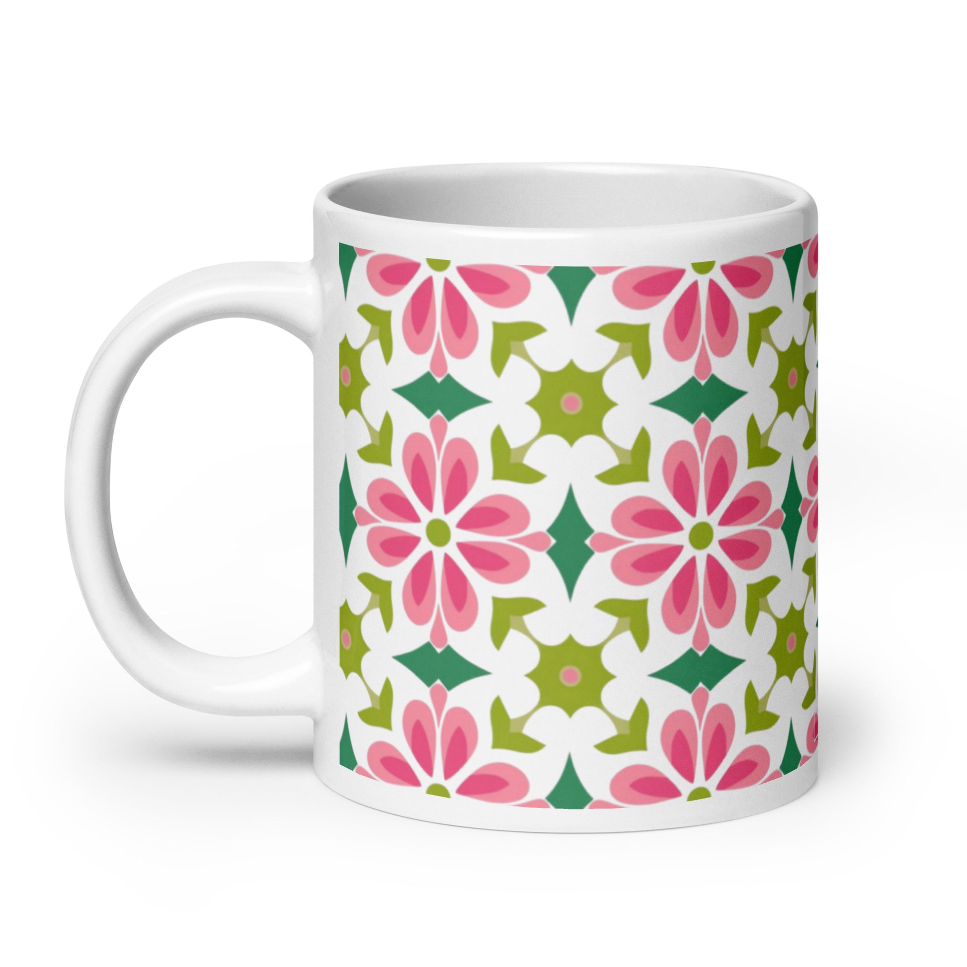 Riviera — Mosaic ceramic coffee mug - 20oz - handle on left