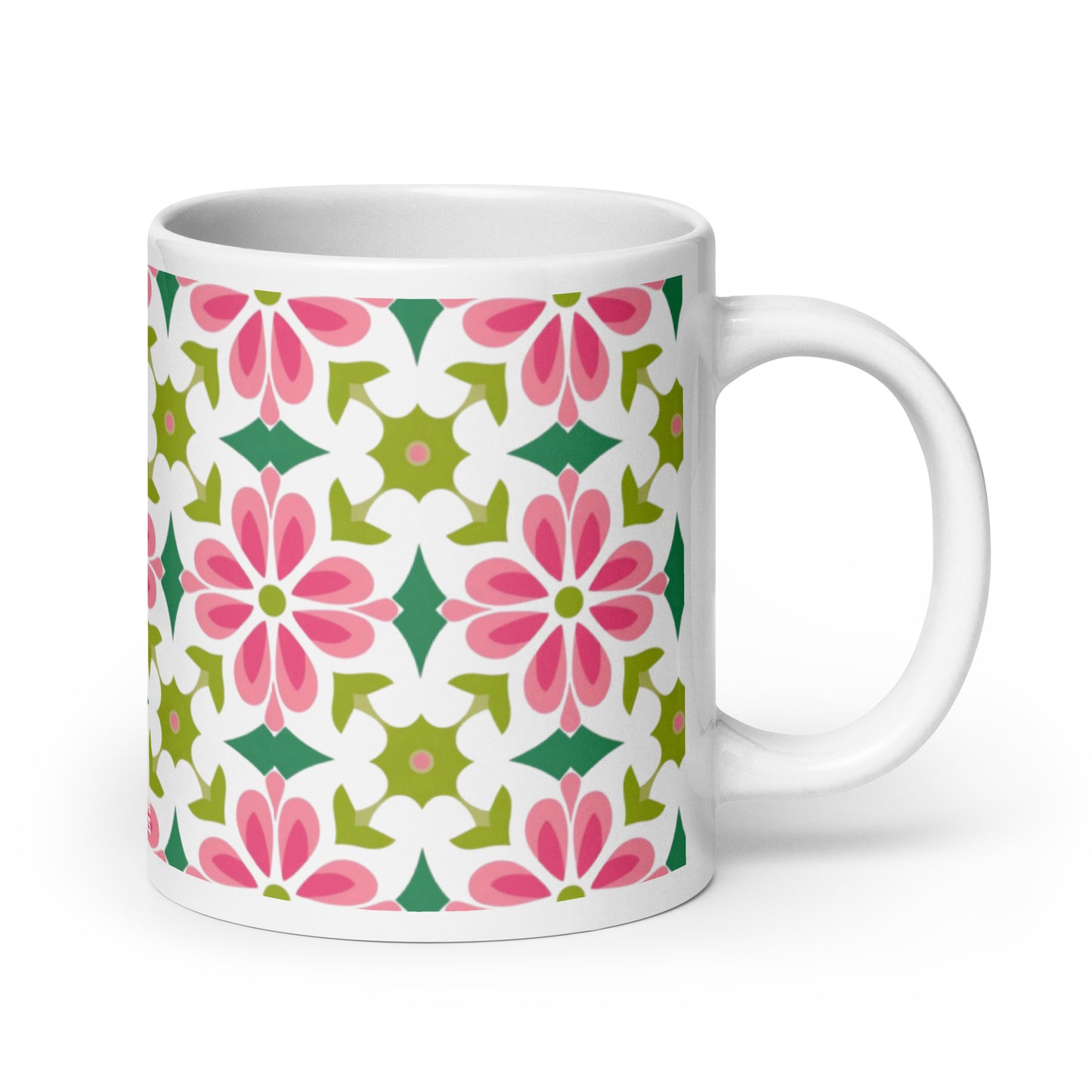 Riviera — Mosaic ceramic coffee mug - 20oz - handle on right