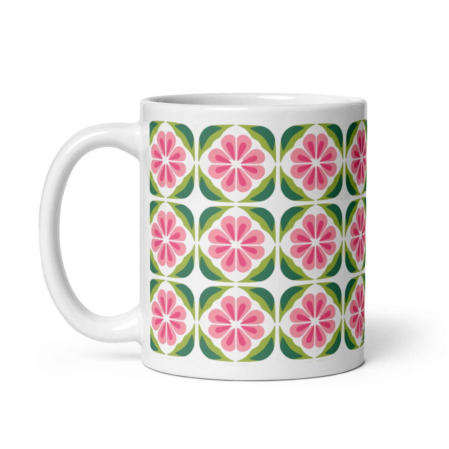 Riviera — Tile ceramic coffee mug - 11oz - handle on left