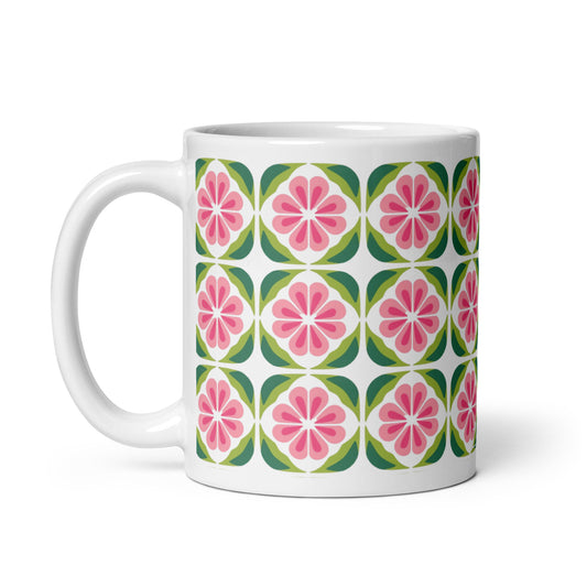 Riviera — Tile ceramic coffee mug - 11oz - handle on left
