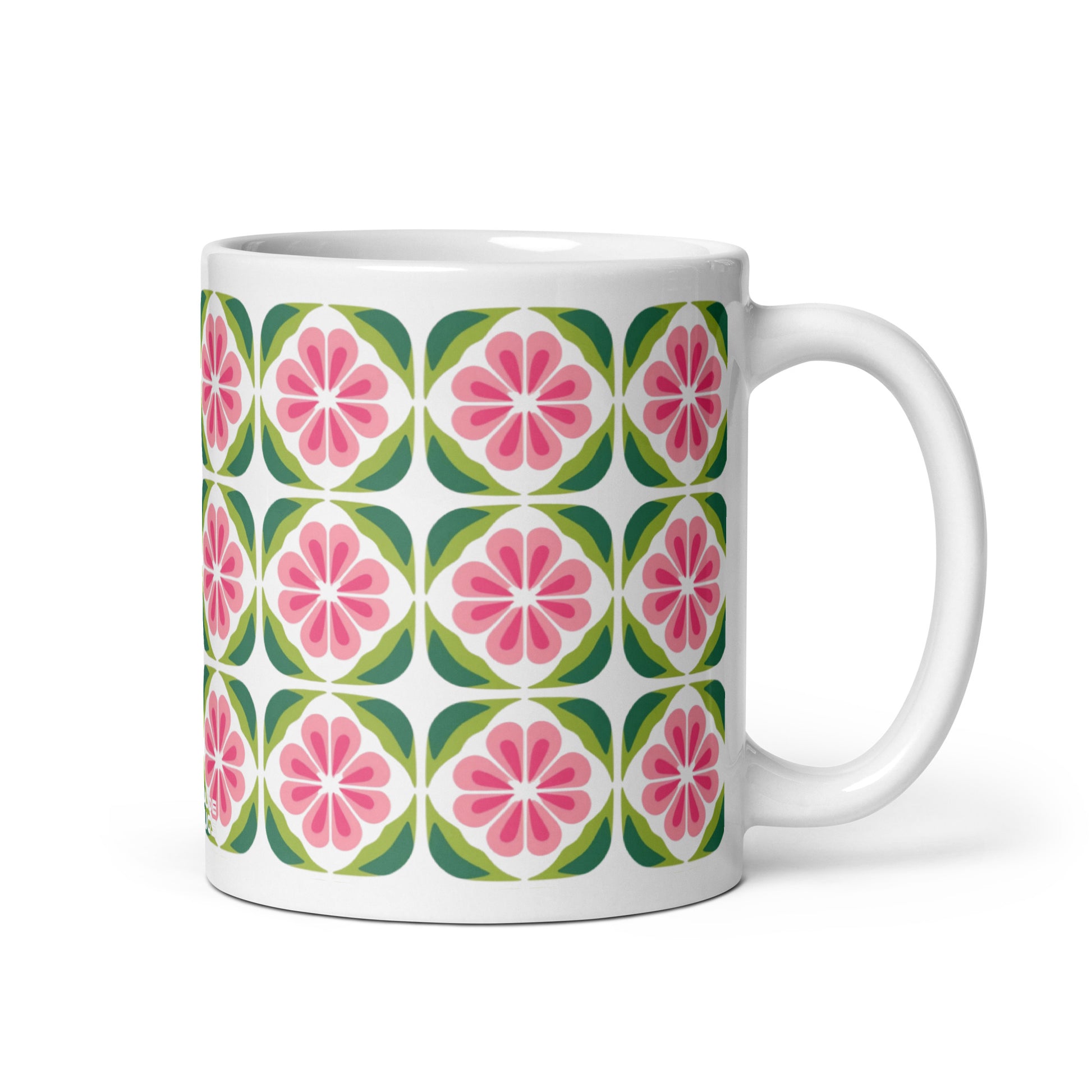 Riviera — Tile ceramic coffee mug - 11oz - handle on right