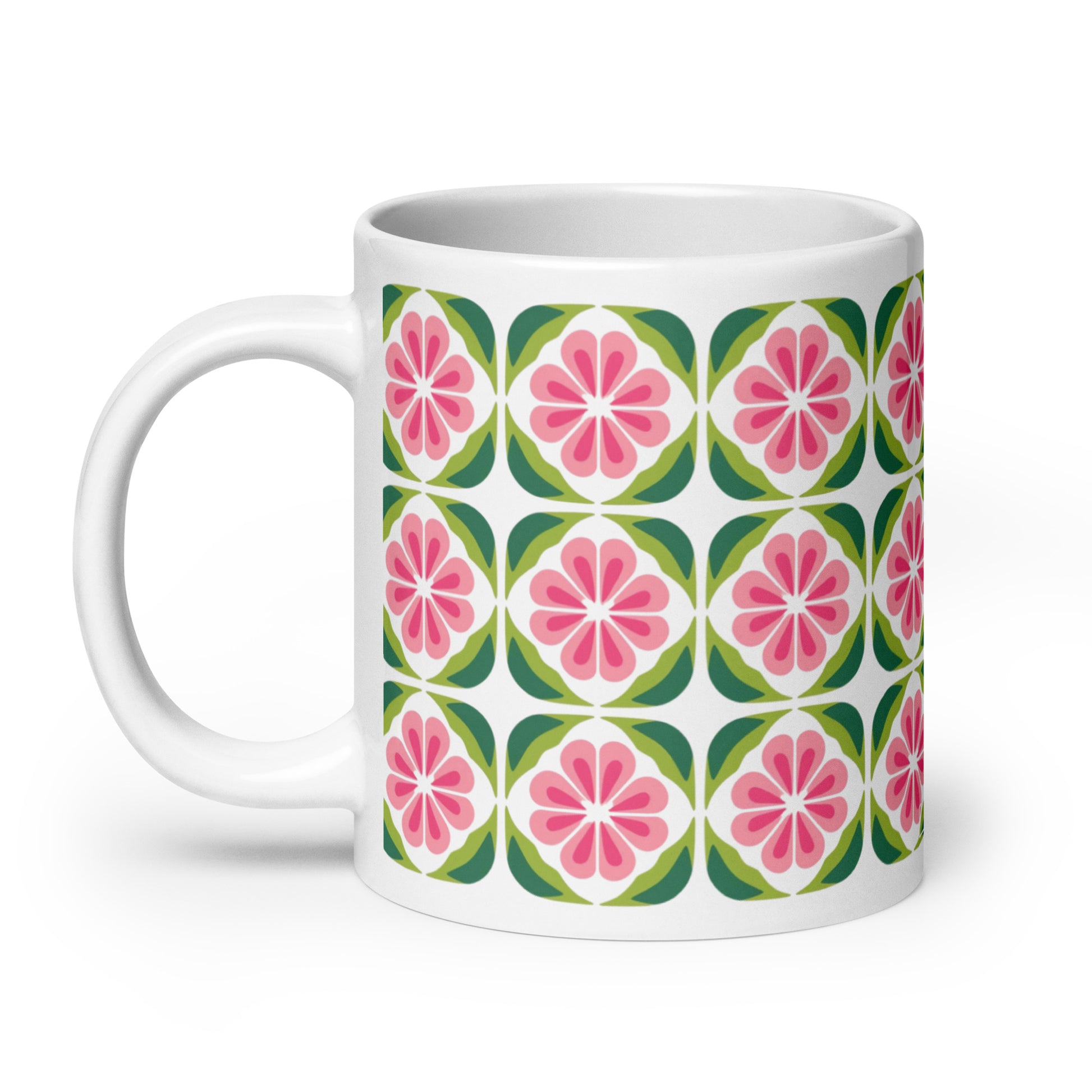 Riviera — Tile ceramic coffee mug - 20oz - handle on left
