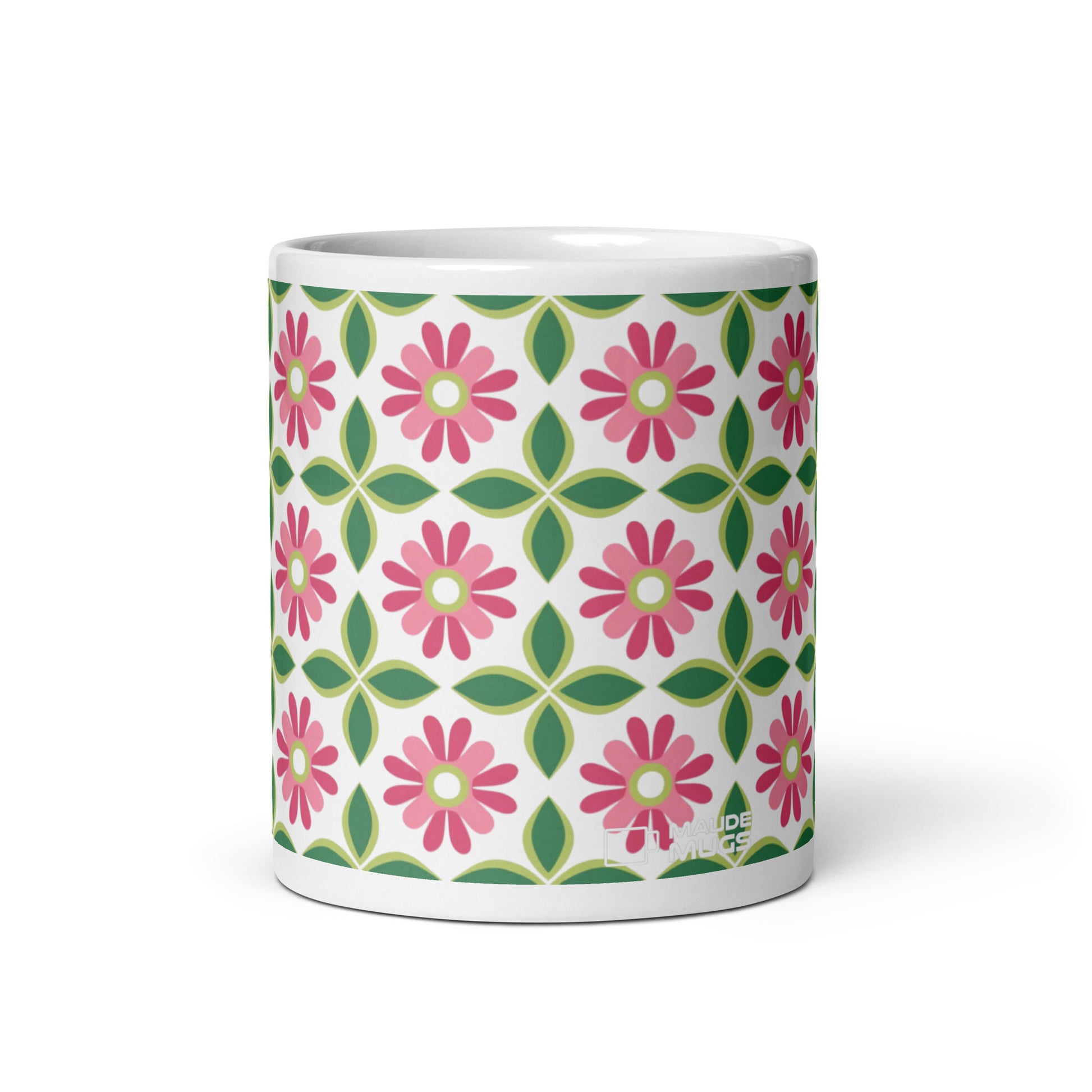 Riviera — Trellis ceramic coffee mug - 11oz - front view