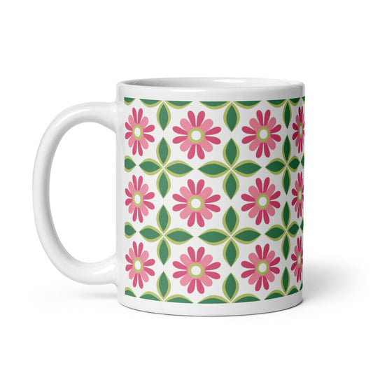 Riviera — Trellis ceramic coffee mug - 11oz - handle on left
