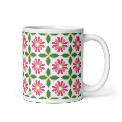 Riviera — Trellis ceramic coffee mug - 11oz - handle on right