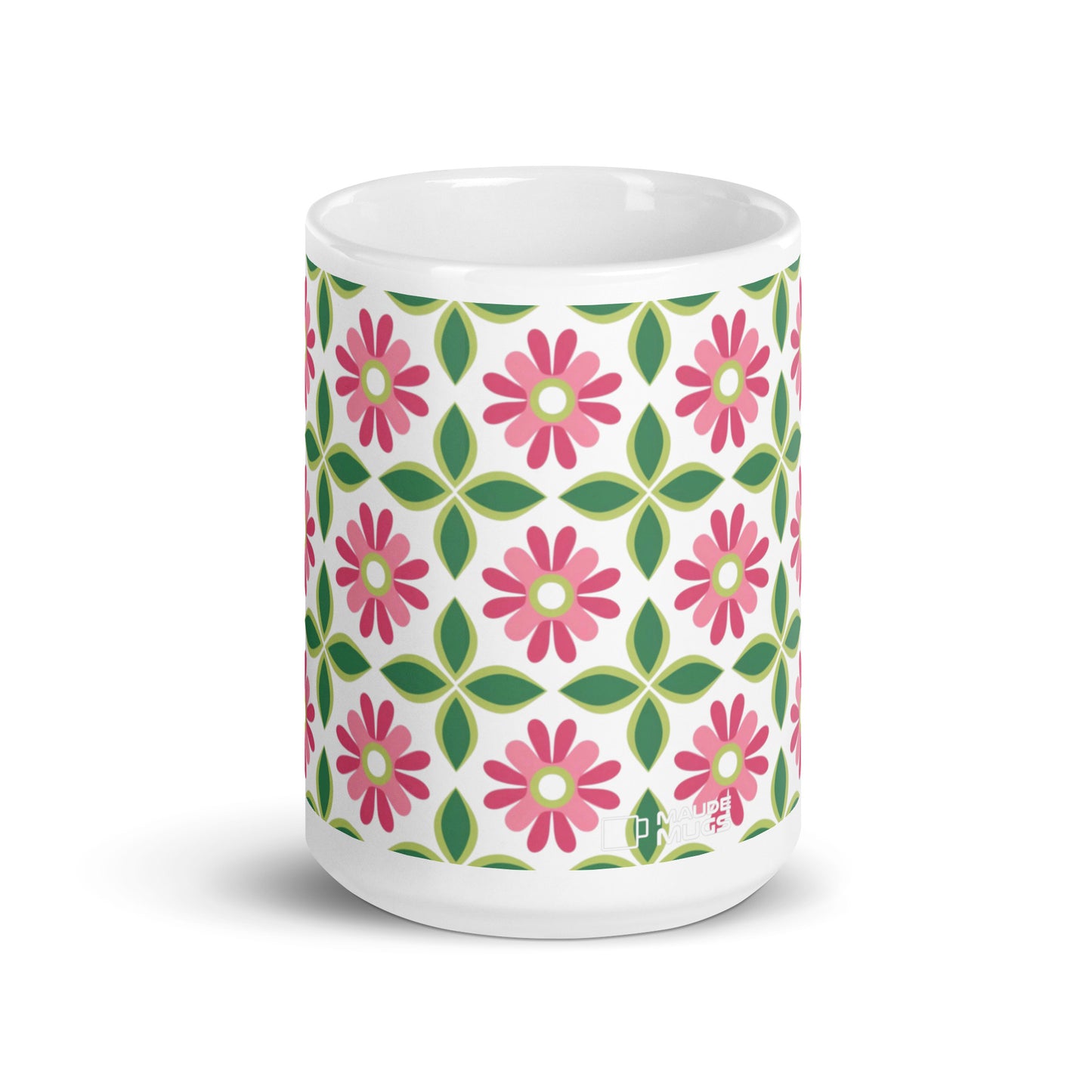 Riviera — Trellis ceramic coffee mug - 15oz - front view