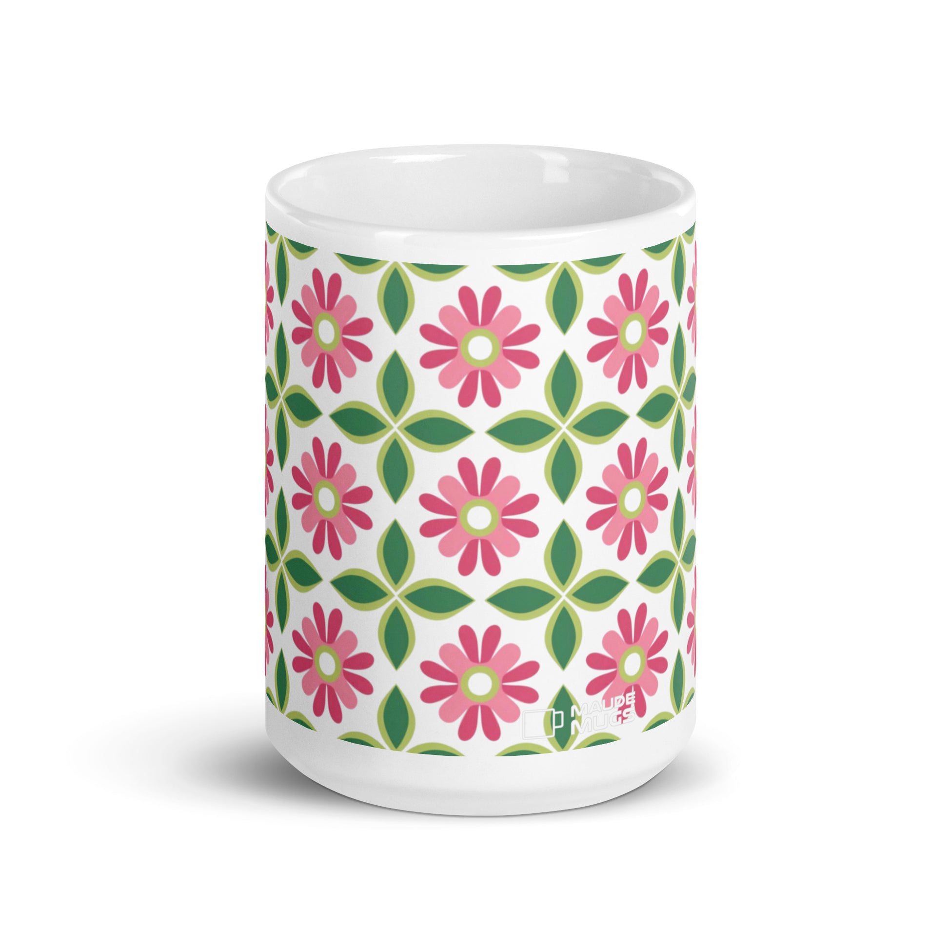 Riviera — Trellis ceramic coffee mug - 15oz - front view