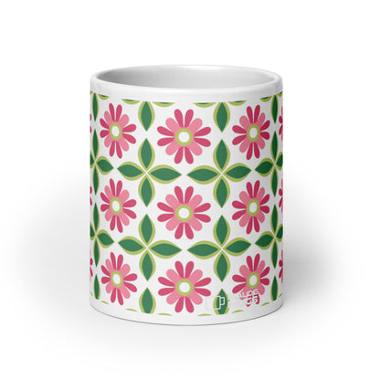 Riviera — Trellis ceramic coffee mug - 20oz - front view