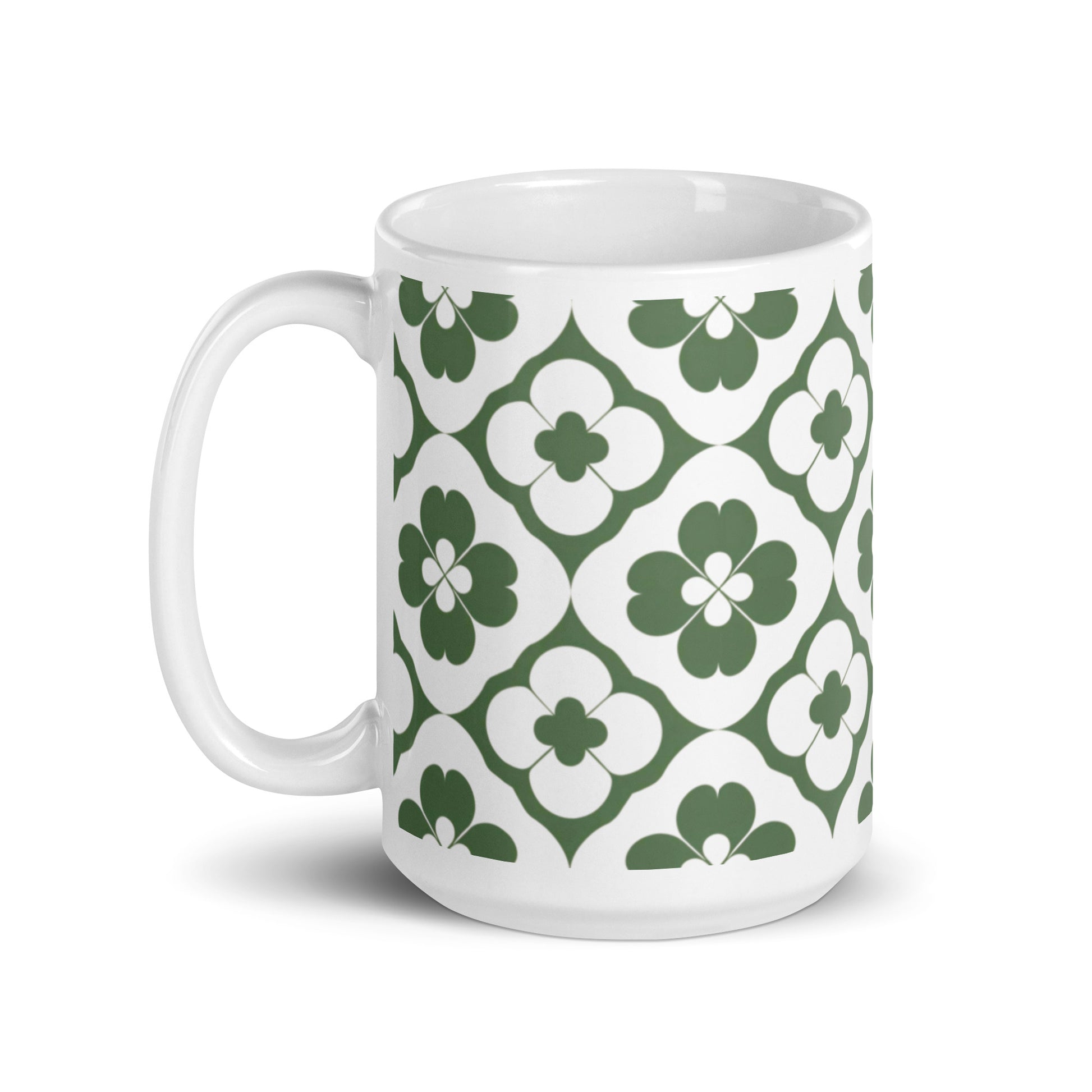 Shamrock — Lattice ceramic coffee mug - 15oz - handle on left