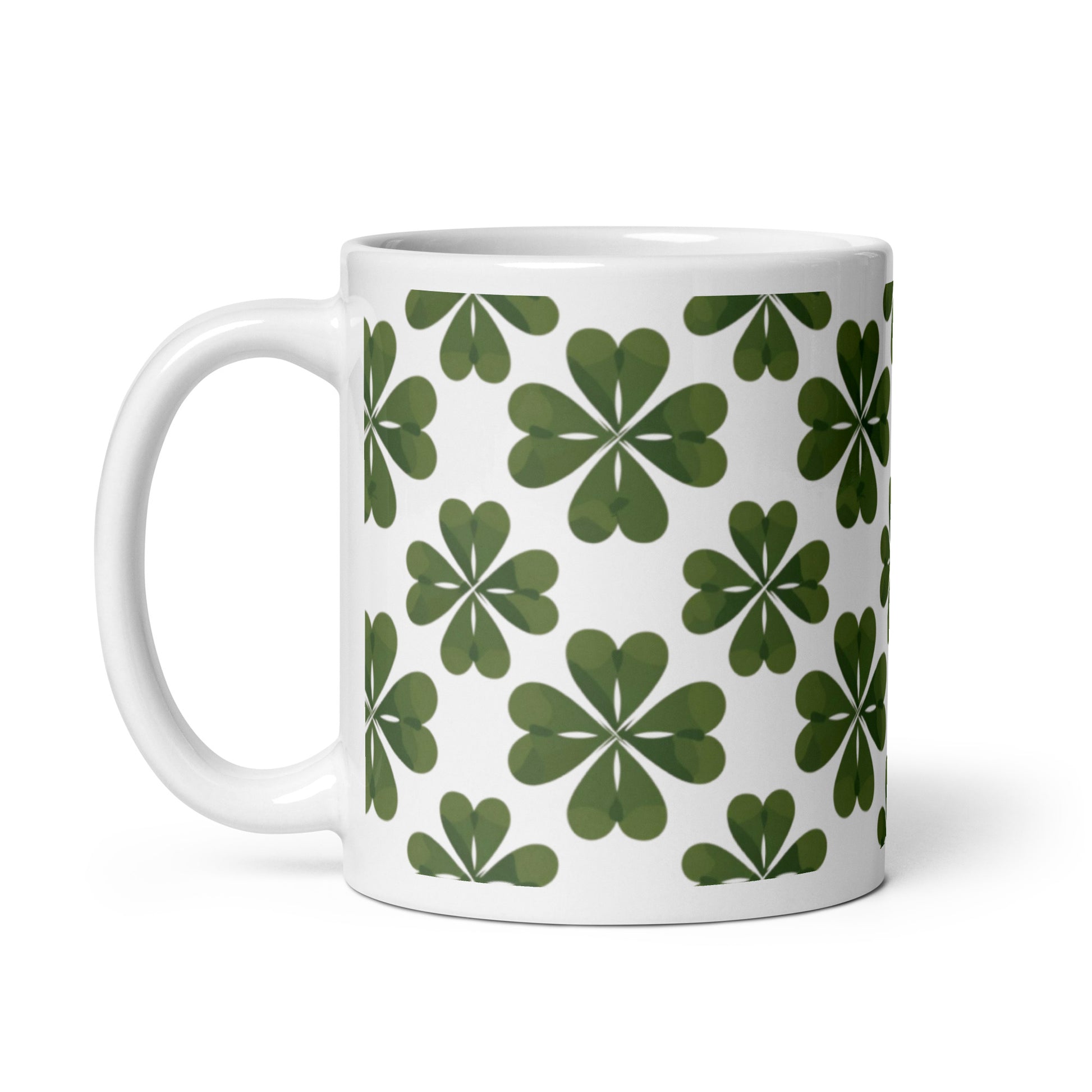 Shamrock — Moss ceramic coffee mug - 11oz - handle on left