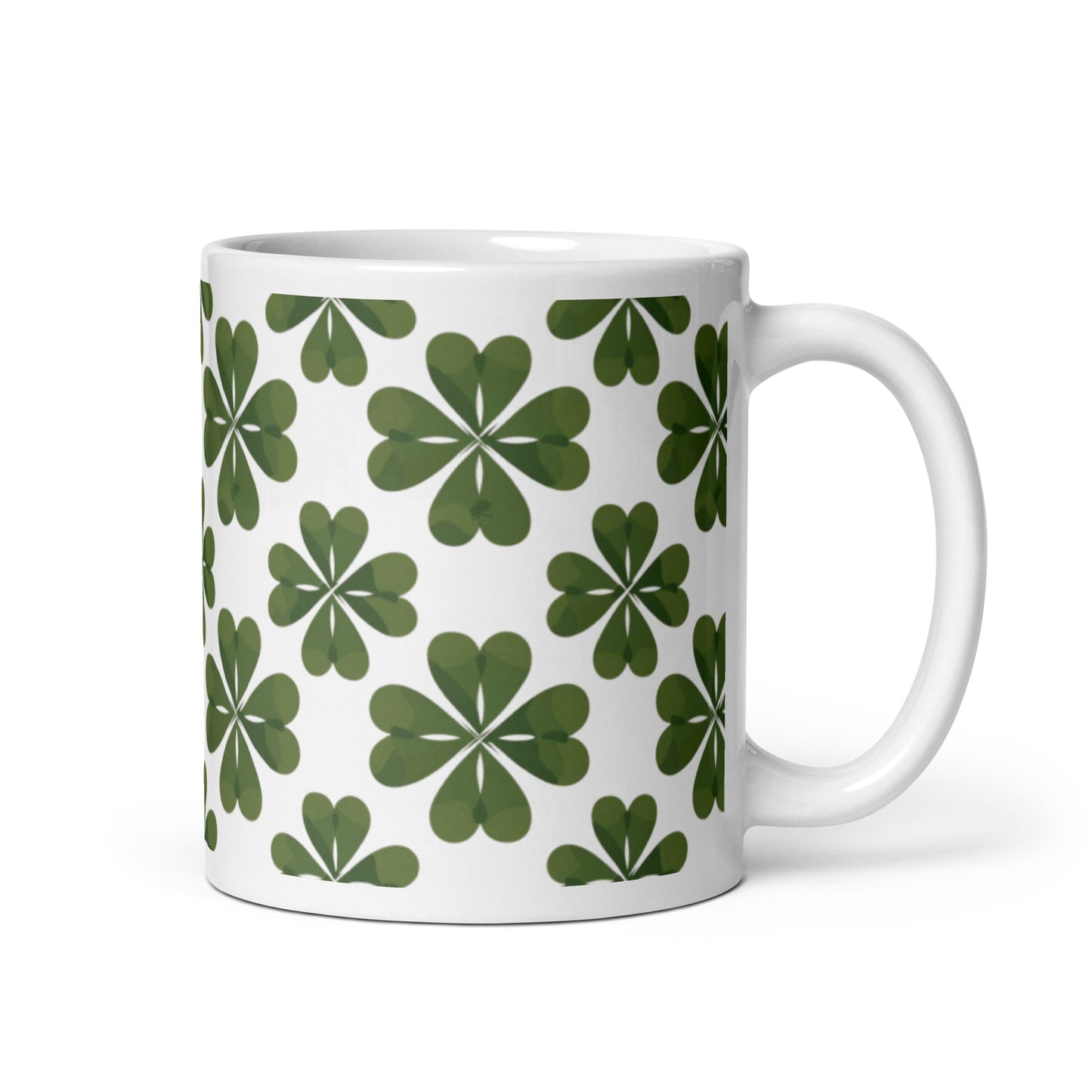 Shamrock — Moss ceramic coffee mug - 11oz - handle on right
