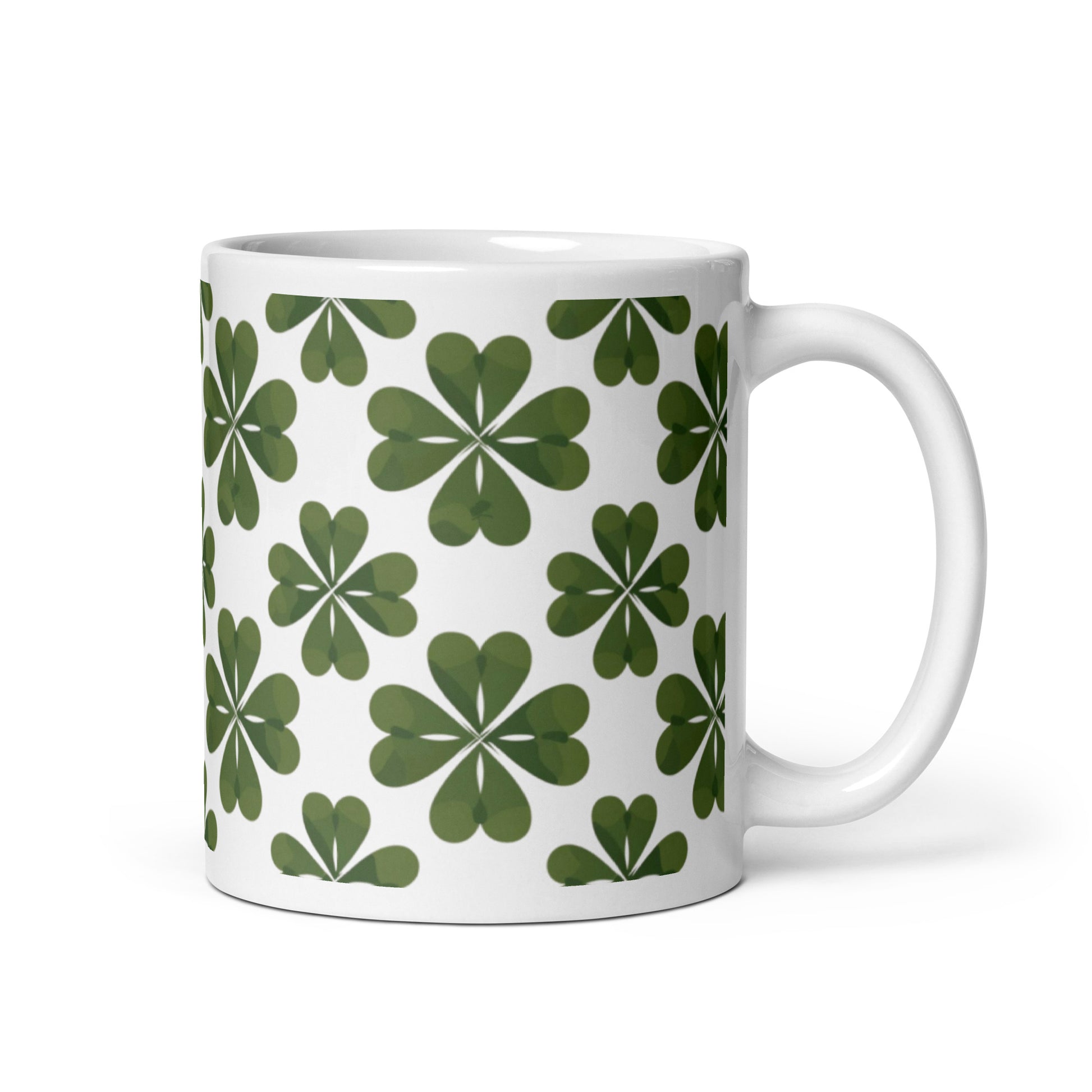 Shamrock — Moss ceramic coffee mug - 11oz - handle on right