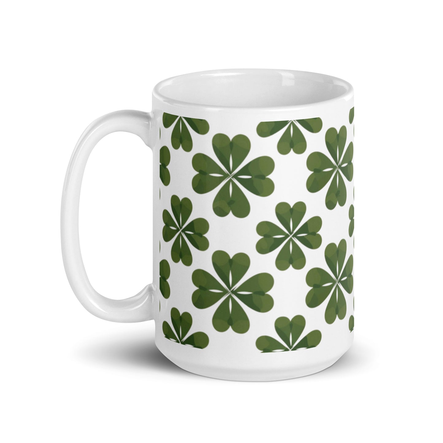 Shamrock — Moss ceramic coffee mug - 15oz - handle on left