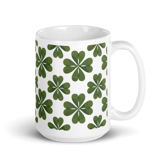 Shamrock — Moss ceramic coffee mug - 15oz - handle on right