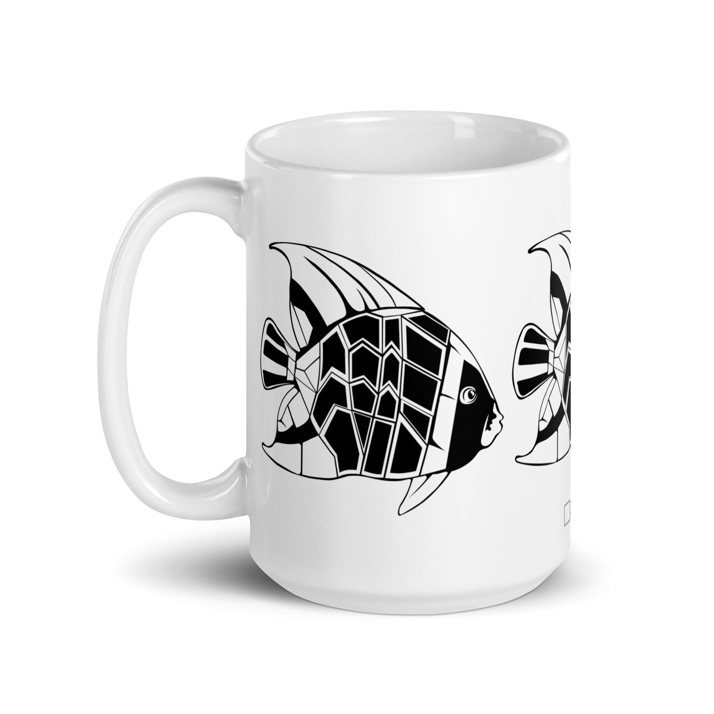 Shoal — Facet ceramic coffee mug - 15oz - handle on left