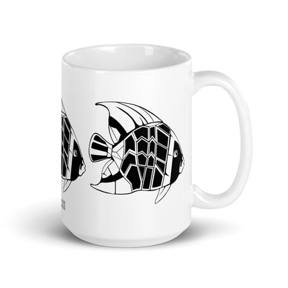 Shoal — Facet ceramic coffee mug - 15oz - handle on right