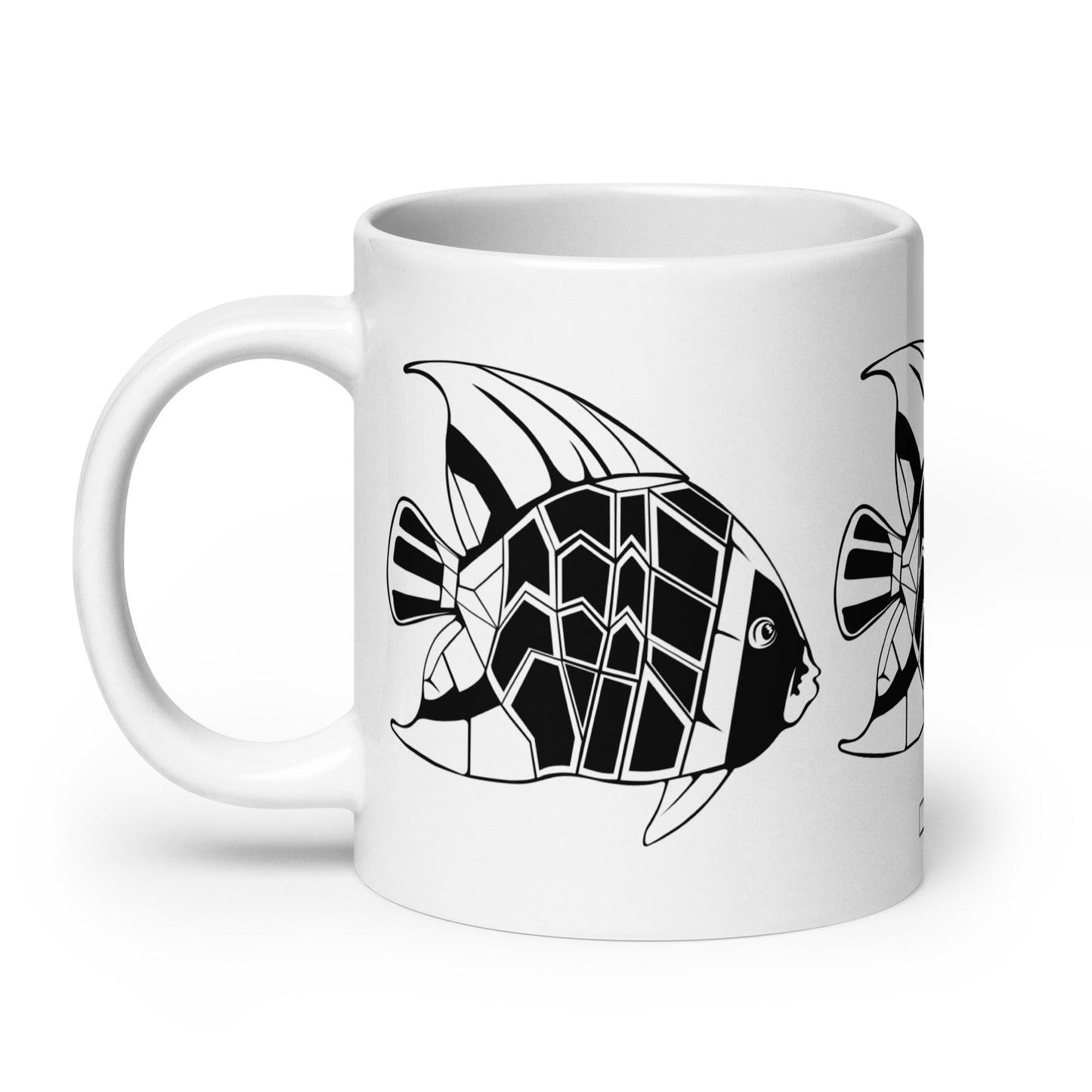 Shoal — Facet ceramic coffee mug - 20oz - handle on left
