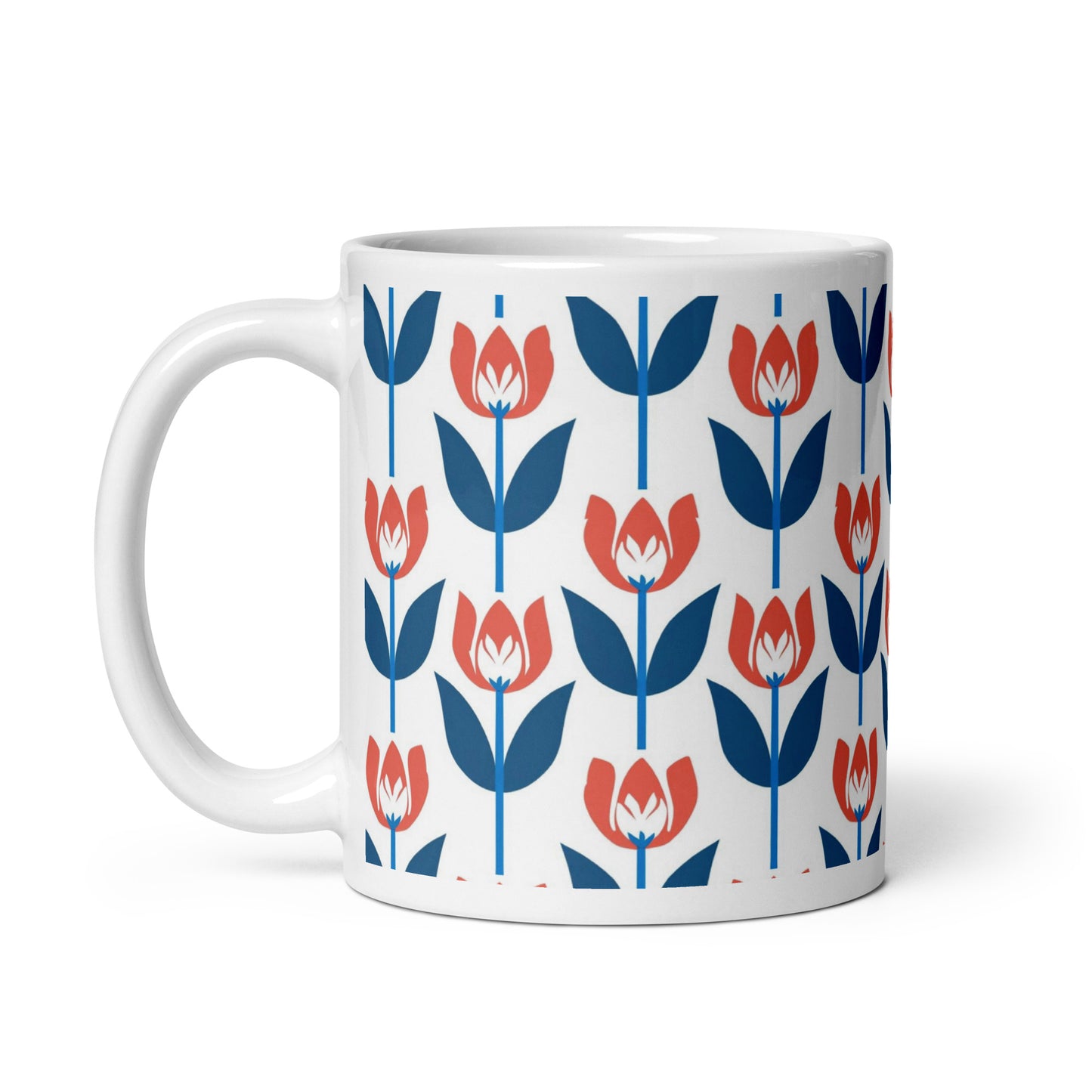Tulipa — Crimson ceramic coffee mug - 11oz - handle on left