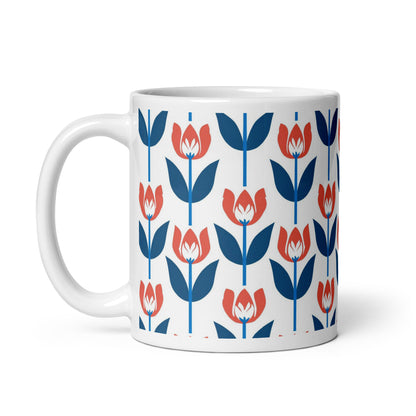 Tulipa — Crimson ceramic coffee mug - 11oz - handle on left