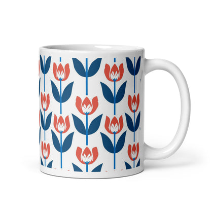 Tulipa — Crimson ceramic coffee mug - 11oz - handle on right