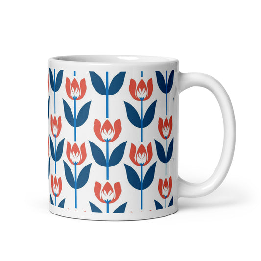 Tulipa — Crimson ceramic coffee mug - 11oz - handle on right