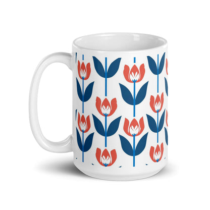 Tulipa — Crimson ceramic coffee mug - 15oz - handle on left