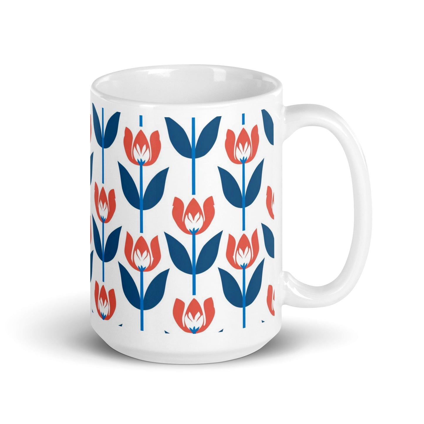 Tulipa — Crimson ceramic coffee mug - 15oz - handle on right