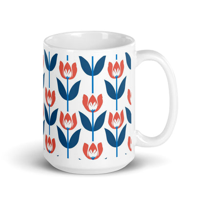 Tulipa — Crimson ceramic coffee mug - 15oz - handle on right