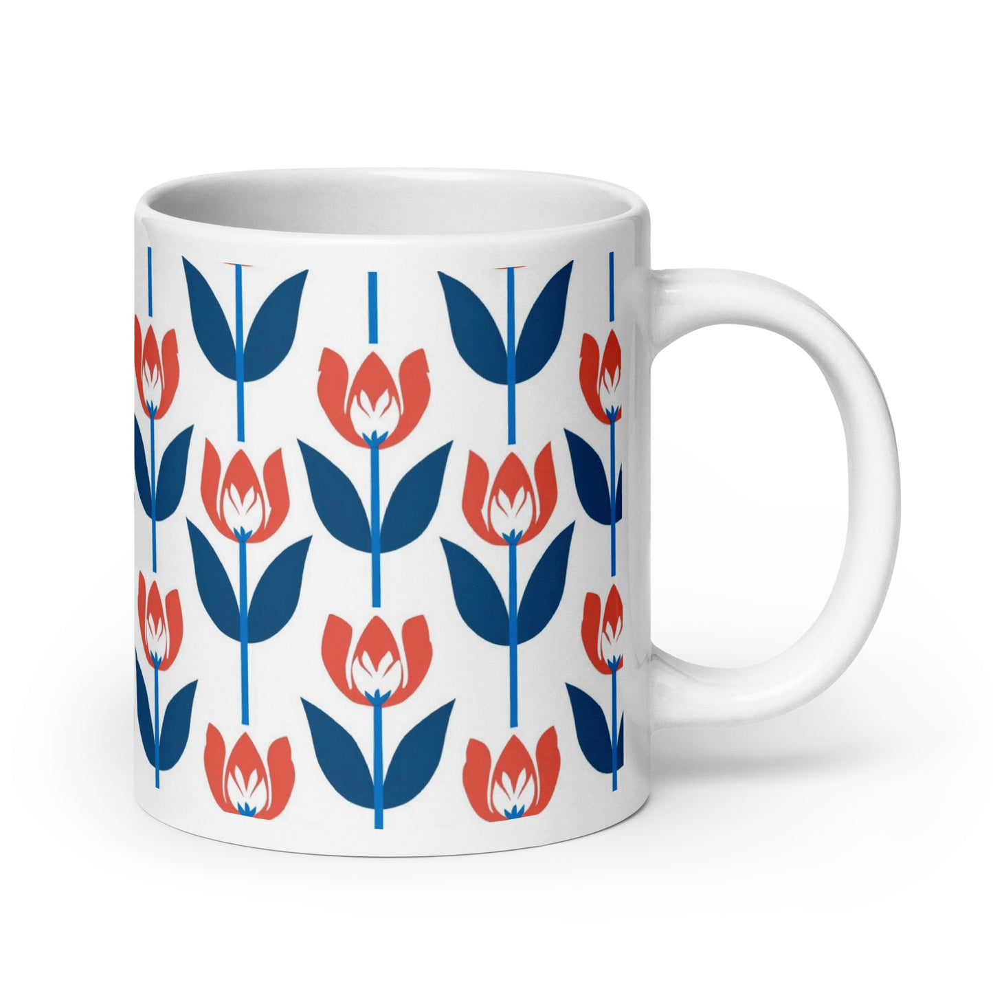 Tulipa — Crimson ceramic coffee mug - 20oz - handle on right