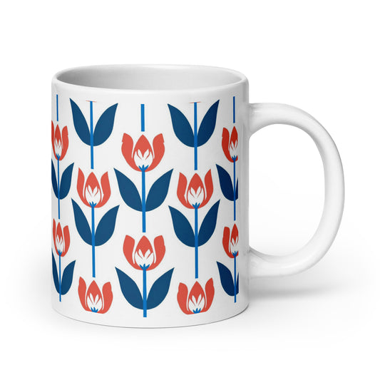 Tulipa — Crimson ceramic coffee mug - 20oz - handle on right