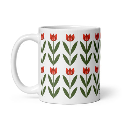 Tulipa — Garden ceramic coffee mug - 11oz - handle on left