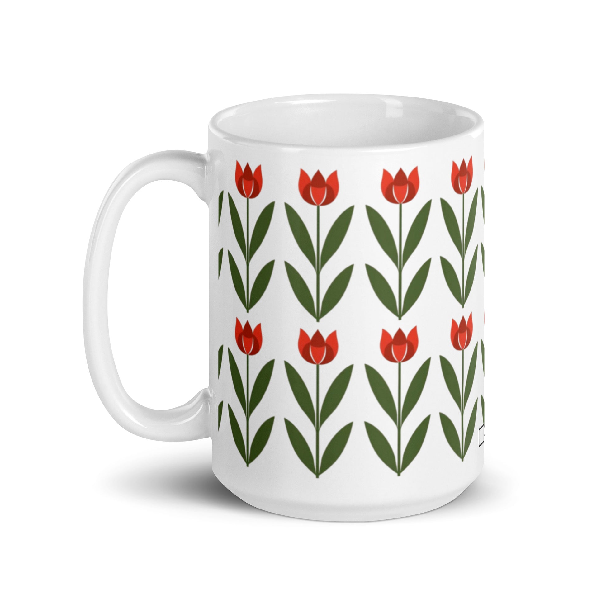 Tulipa — Garden ceramic coffee mug - 15oz - handle on left