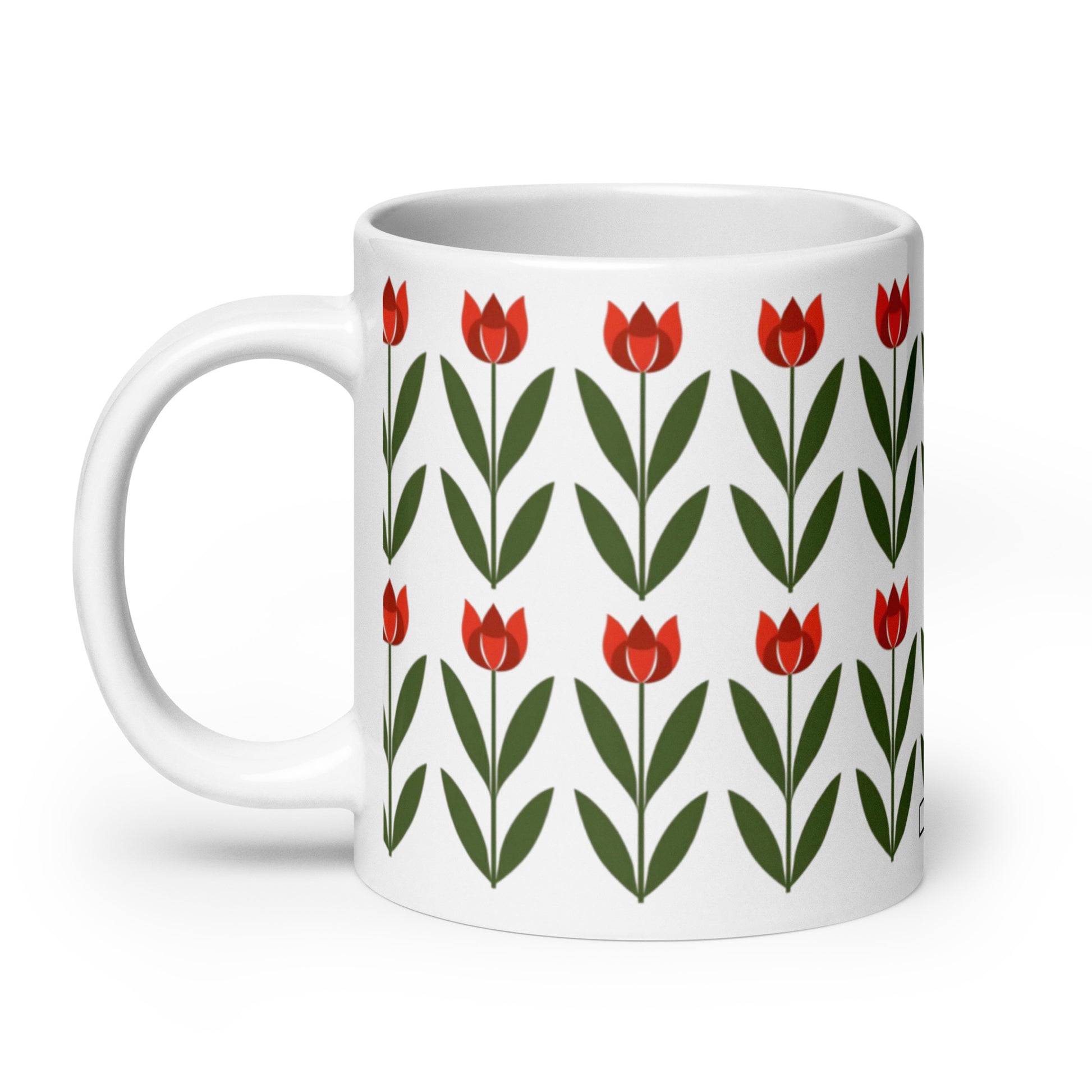 Tulipa — Garden ceramic coffee mug - 20oz - handle on left