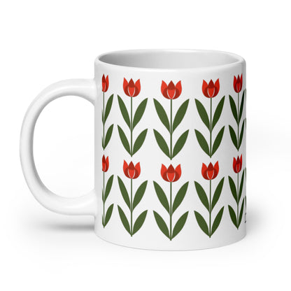 Tulipa — Garden ceramic coffee mug - 20oz - handle on left