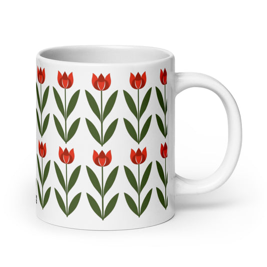 Tulipa — Garden ceramic coffee mug - 20oz - handle on right