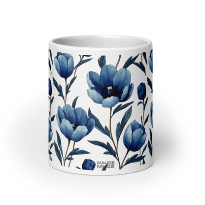 Tulipa — Indigo ceramic coffee mug - 20oz - front view