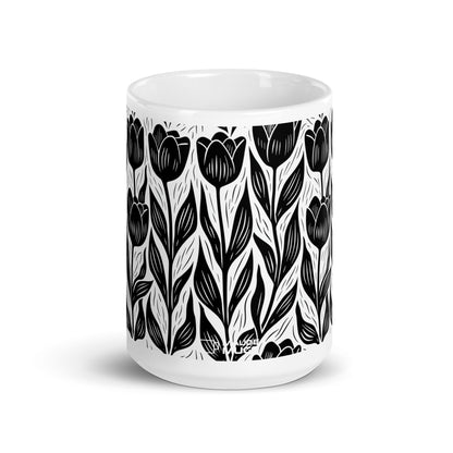 Tulipa — Ink ceramic coffee mug - 15oz - front view