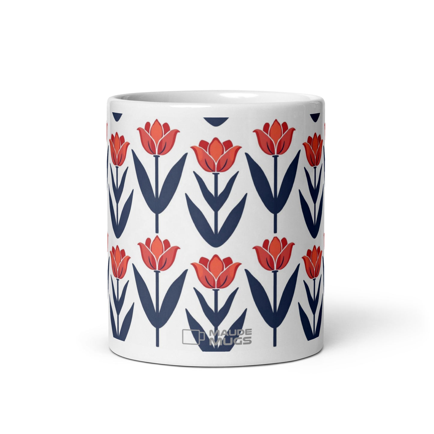 Tulipa — Vermilion ceramic coffee mug - 11oz - front view