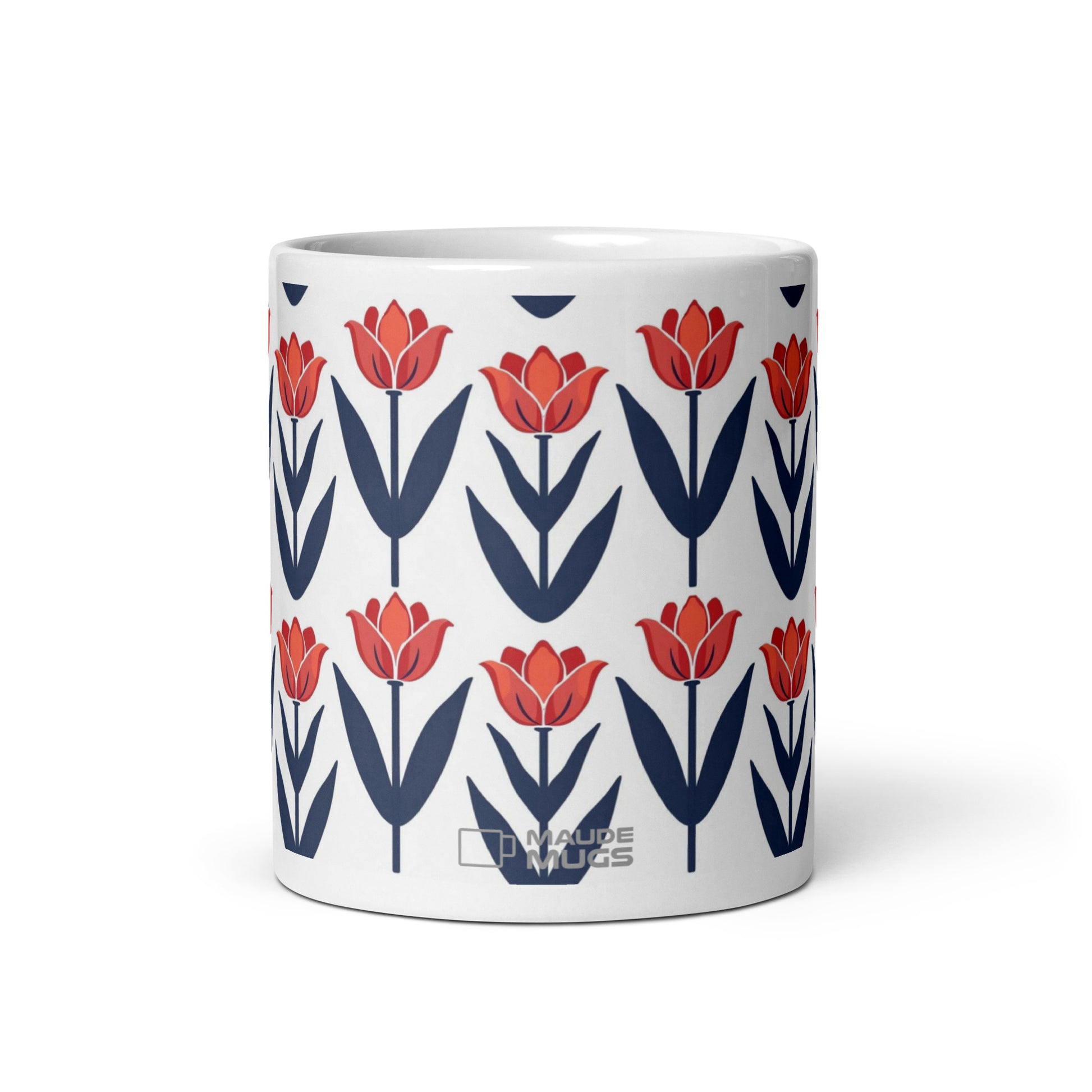 Tulipa — Vermilion ceramic coffee mug - 11oz - front view