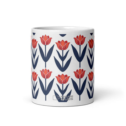 Tulipa — Vermilion ceramic coffee mug - 11oz - front view