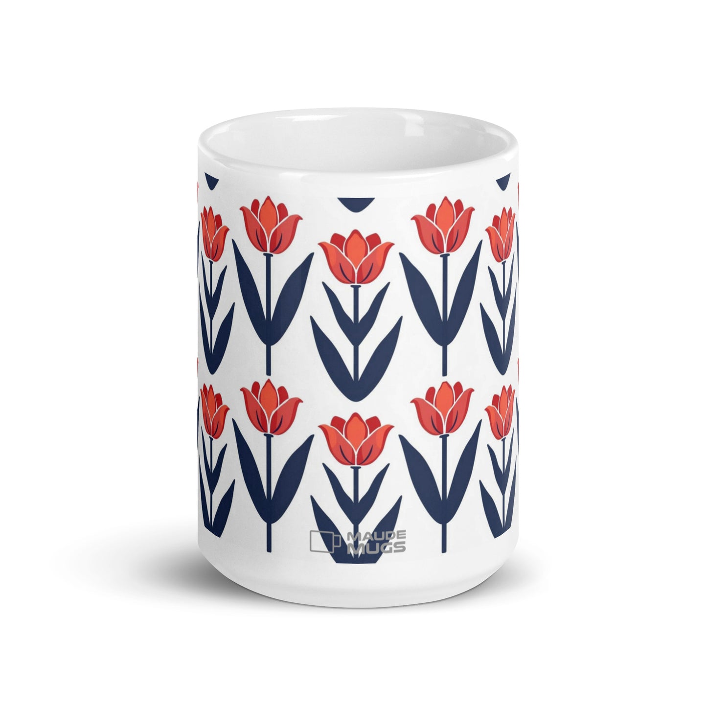 Tulipa — Vermilion ceramic coffee mug - 15oz - front view