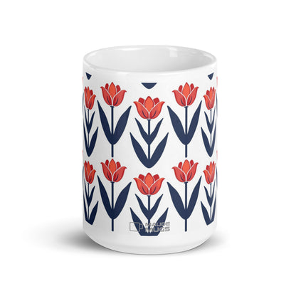 Tulipa — Vermilion ceramic coffee mug - 15oz - front view