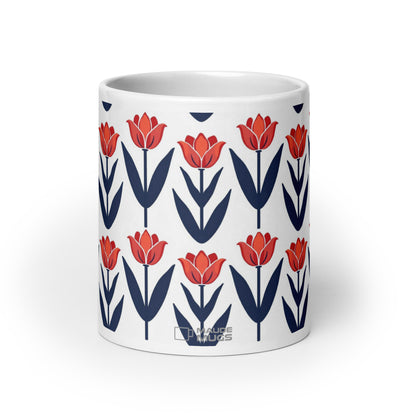 Tulipa — Vermilion ceramic coffee mug - 20oz - front view