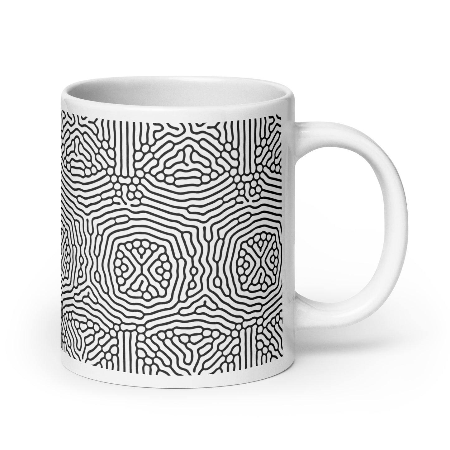 Turing Coral ceramic coffee mug - 20 oz - handle on right