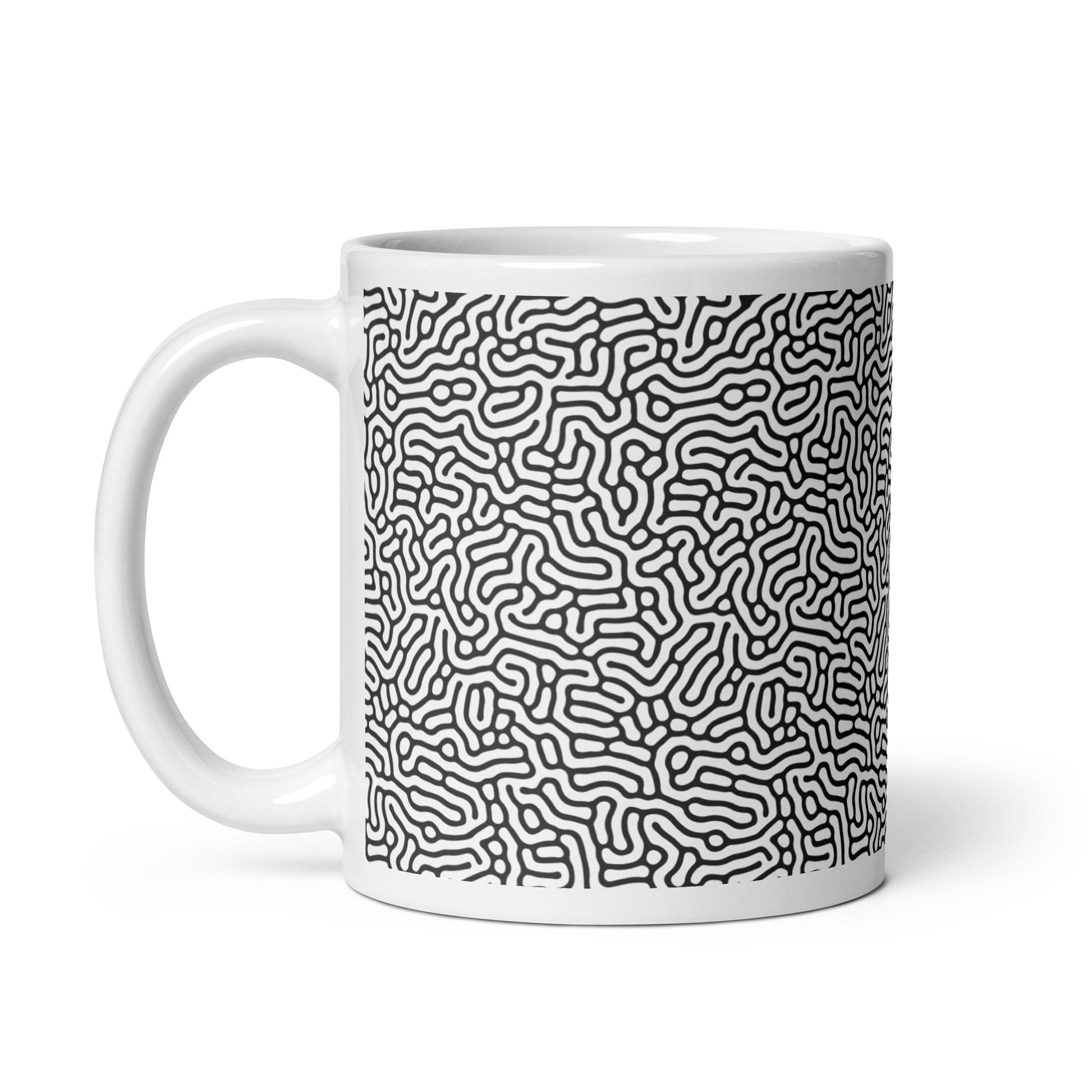 Turing Maze ceramic coffee mug - 11 oz - handle on left