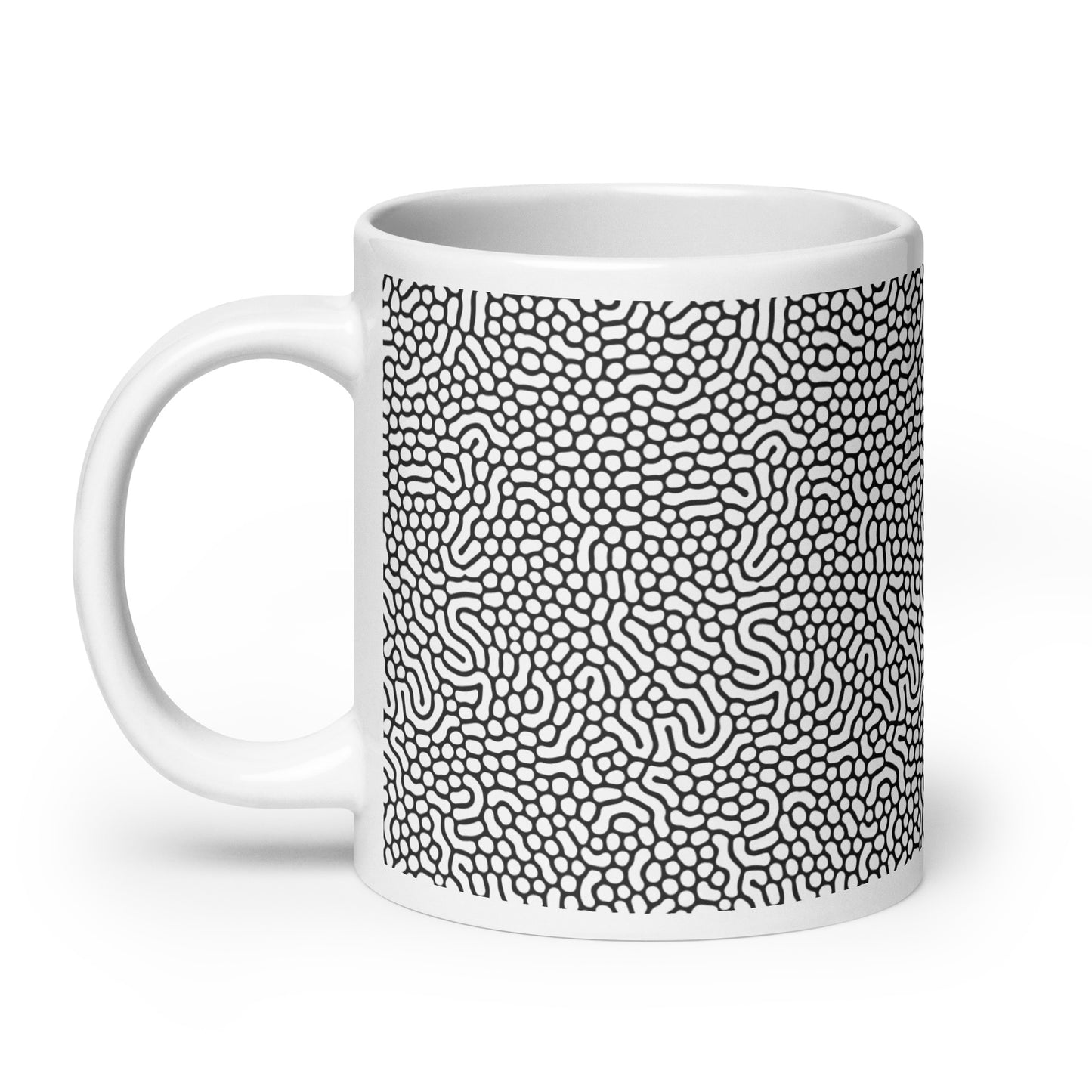 Turing Spot ceramic coffee mug - 20 oz - handle on left